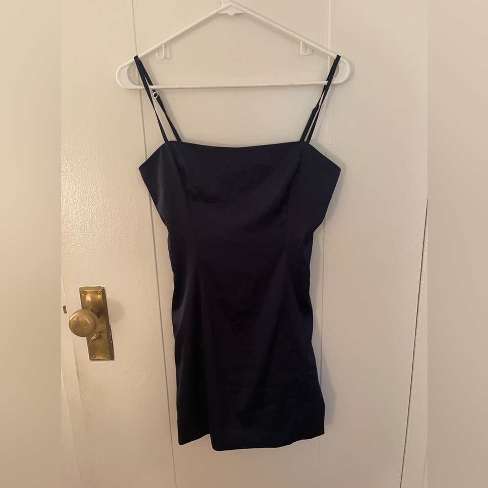 Aritzia Sunday Best Navy Silk Slip Dress